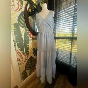 Taylor Light Blue Striped Maxi Dress